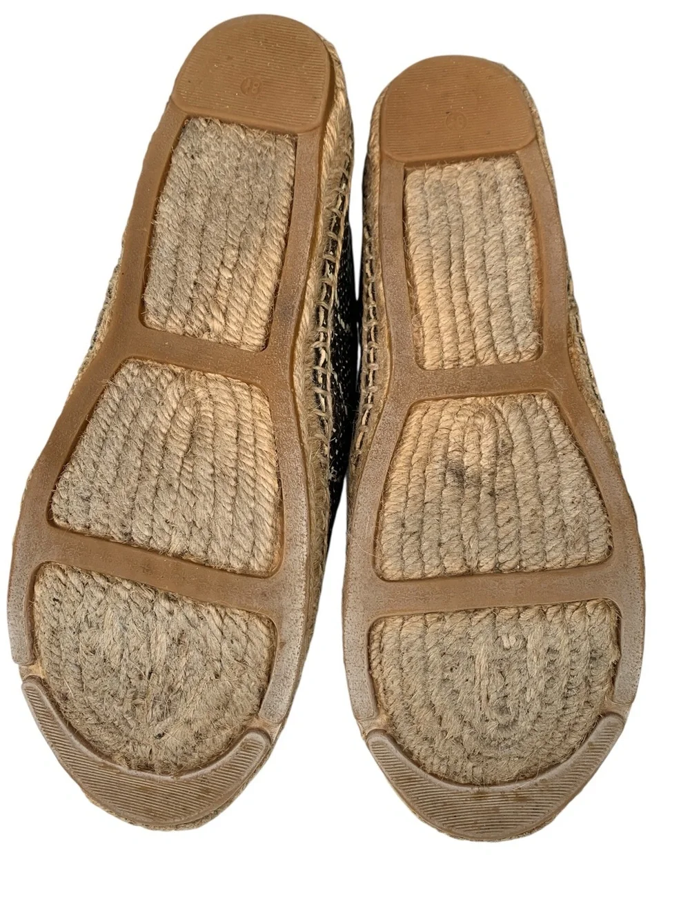 Tory Burch Snake Print Leather Espadrille Slip On Flats Black Cream 8.5